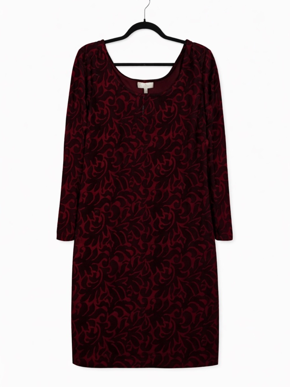 Jessica Simpson Maternity Dress XL Burgundy Black Print Bodycon Stretch